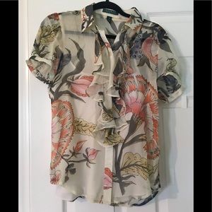 Ralph Lauren Semi-sheer blouse w/ ivory shell